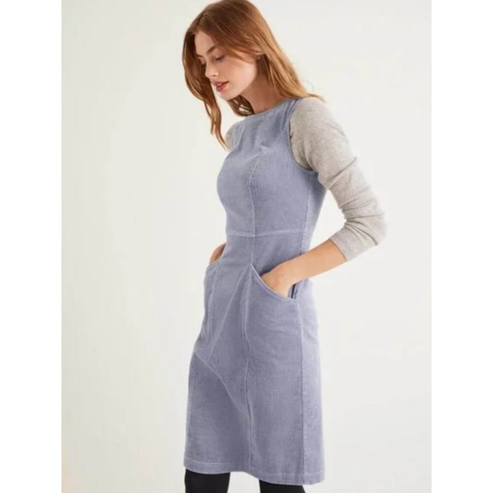 Boden Colette Corduroy Sleeveless Shift Dress Jumper in "River Blue"
